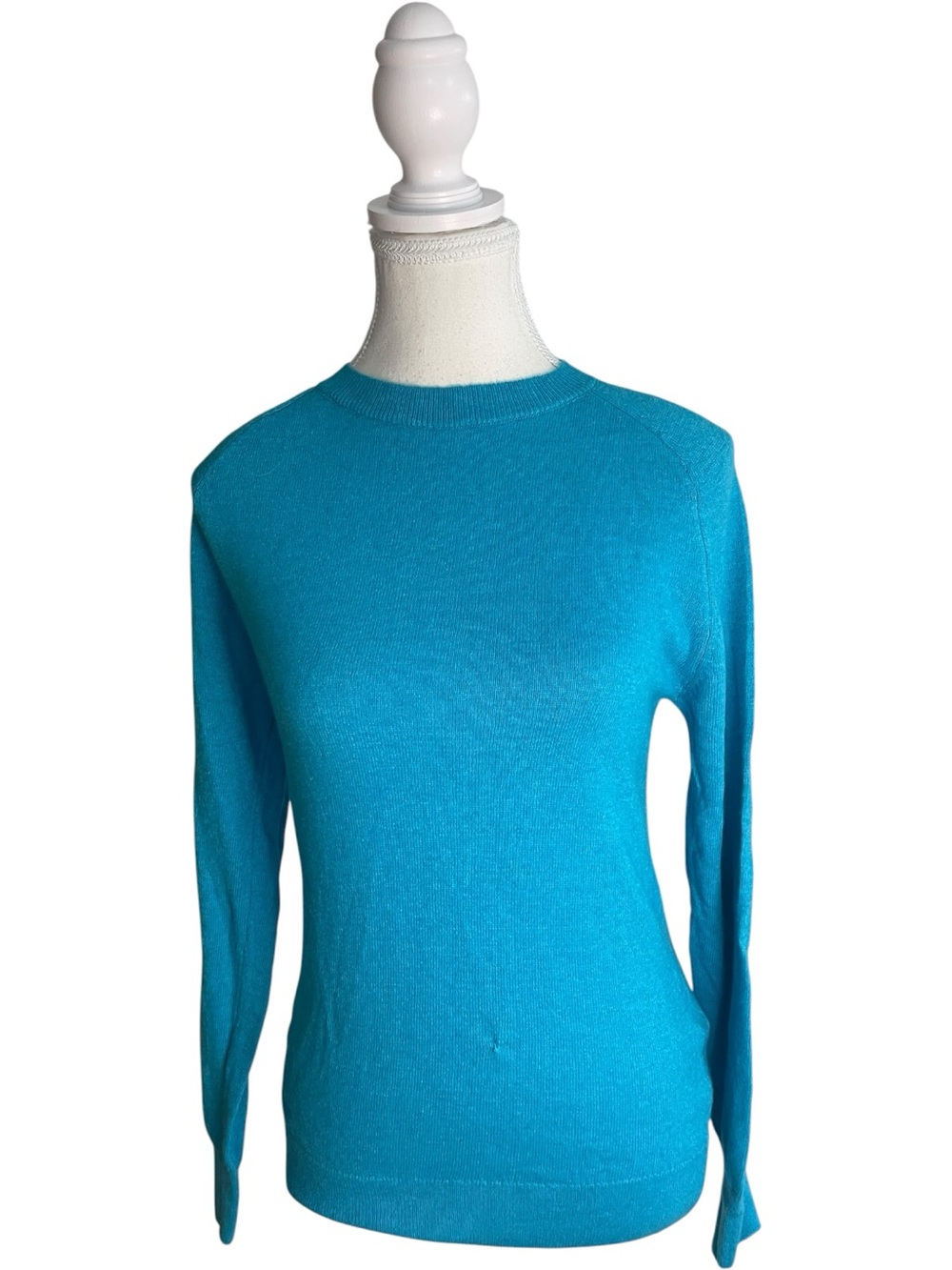 Zara Cashmere Blend Knit Crew Sweater Turquoise Blue